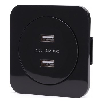 Aigostar - USB tápaljzat kerettel 2x USB-A fekete
