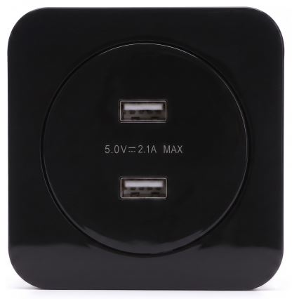 Aigostar - USB tápaljzat kerettel 2x USB-A fekete