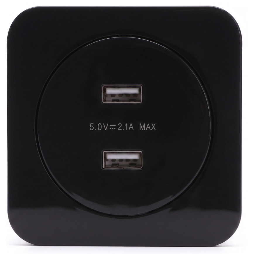 Aigostar - USB tápaljzat kerettel 2x USB-A fekete