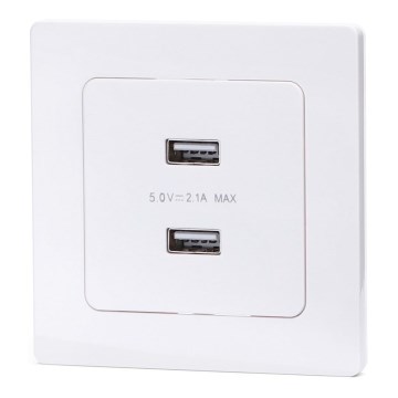 Aigostar - USB töltőaljzat kerettel 2x USB-A fehér