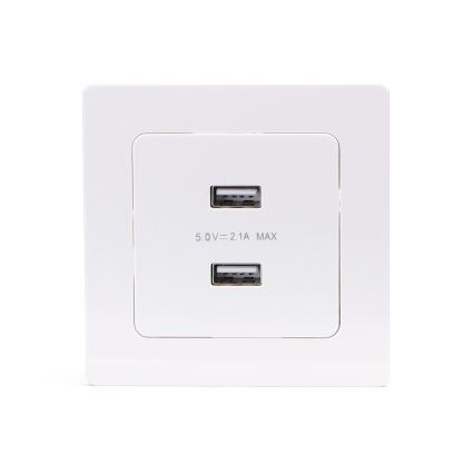 Aigostar - USB töltőaljzat kerettel 2x USB-A fehér