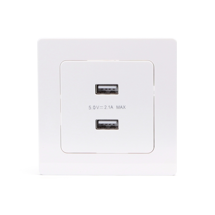 Aigostar - USB töltőaljzat kerettel 2x USB-A fehér