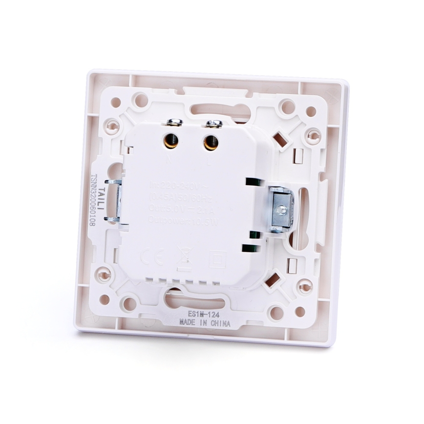 Aigostar - USB töltőaljzat kerettel 2x USB-A fehér
