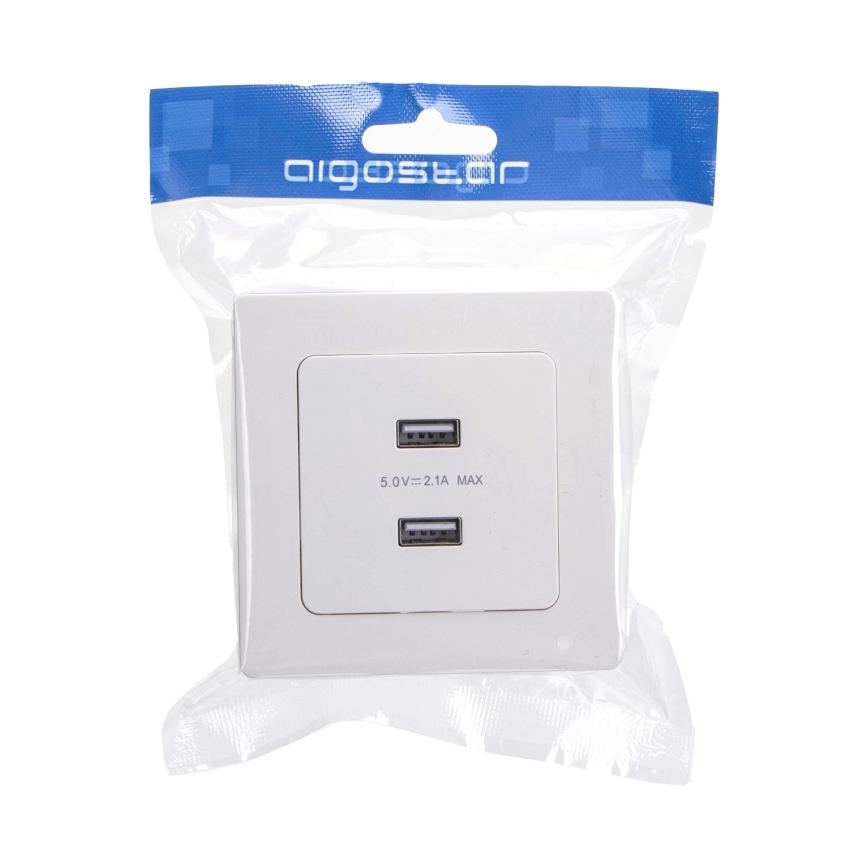 Aigostar - USB töltőaljzat kerettel 2x USB-A fehér