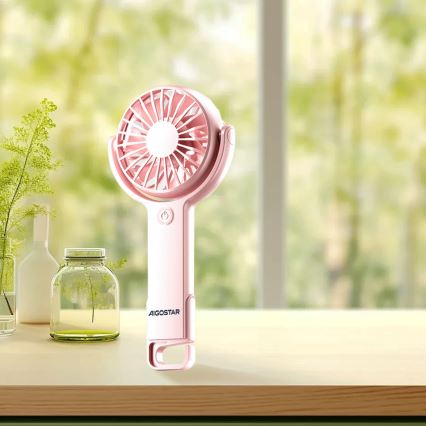 Aigostar - Hordozható tölthető ventilátor 4,5W/3,7V 1200mAh USB rózsaszín
