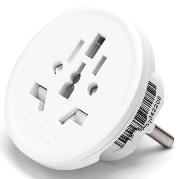Aigostar - Utazóadapter EU-csatlakozóhoz, fehér