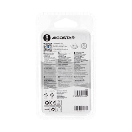 Aigostar - Utazóadapter EU-csatlakozóhoz, fehér