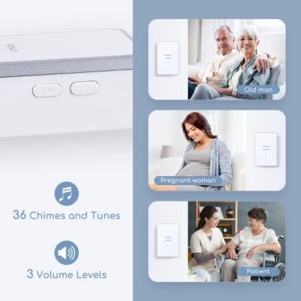 Aigostar - Vezeték nélküli csengő 3xAA/12V IP44 fehér/ezüst