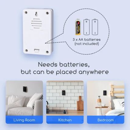 Aigostar - Vezeték nélküli csengő 3xAA/12V IP44 fehér/ezüst