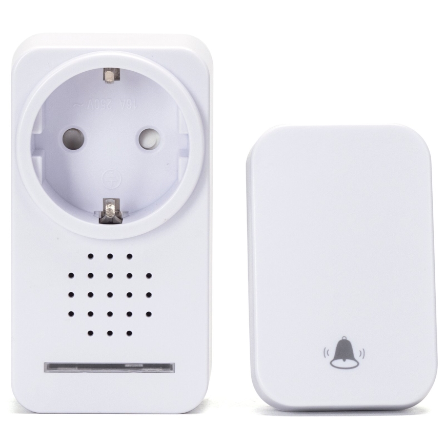 Aigostar - Vezeték nélküli csengő konnektorba 1Z 230V IPX4 fehér