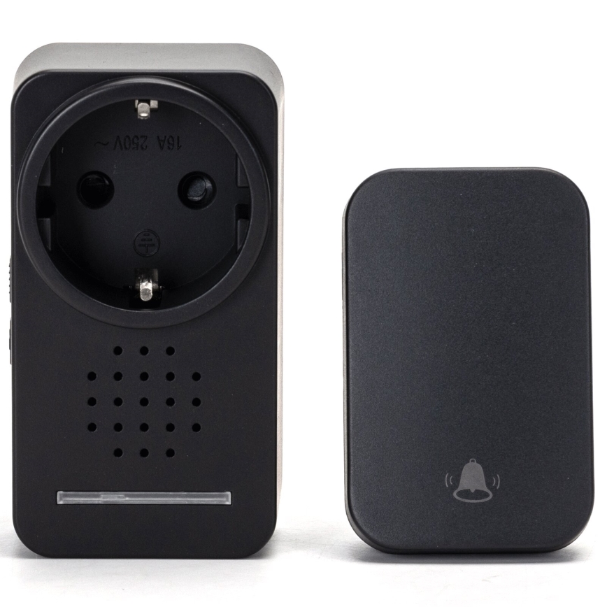 Aigostar - Vezeték nélküli csengő konnektorba 1Z 230V IPX4 fekete