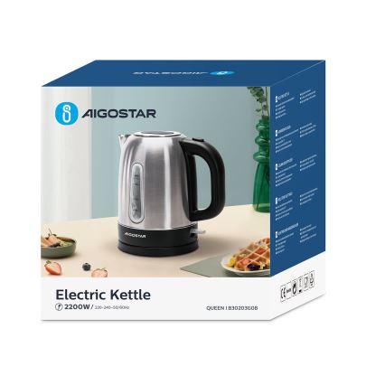 Aigostar - Vízforraló 1,7l 2200W/230V matt króm