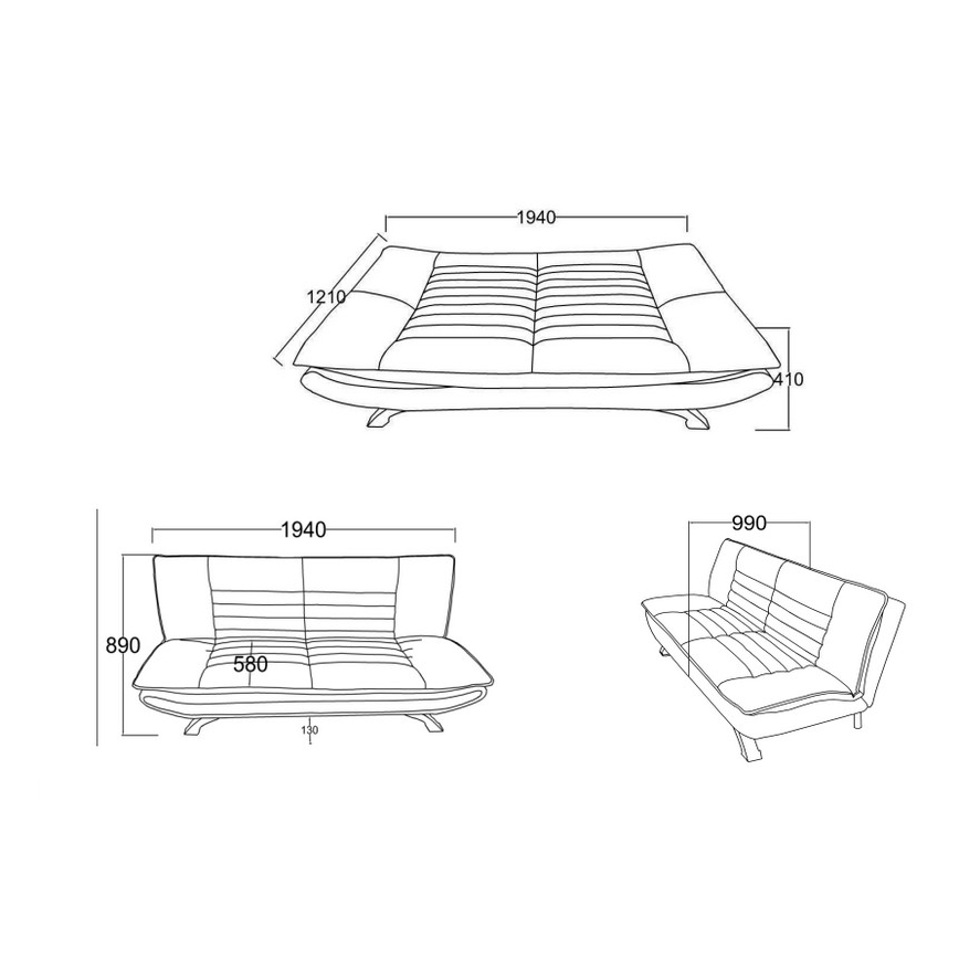 AIRI kihúzható kétüléses kanapé, bézs