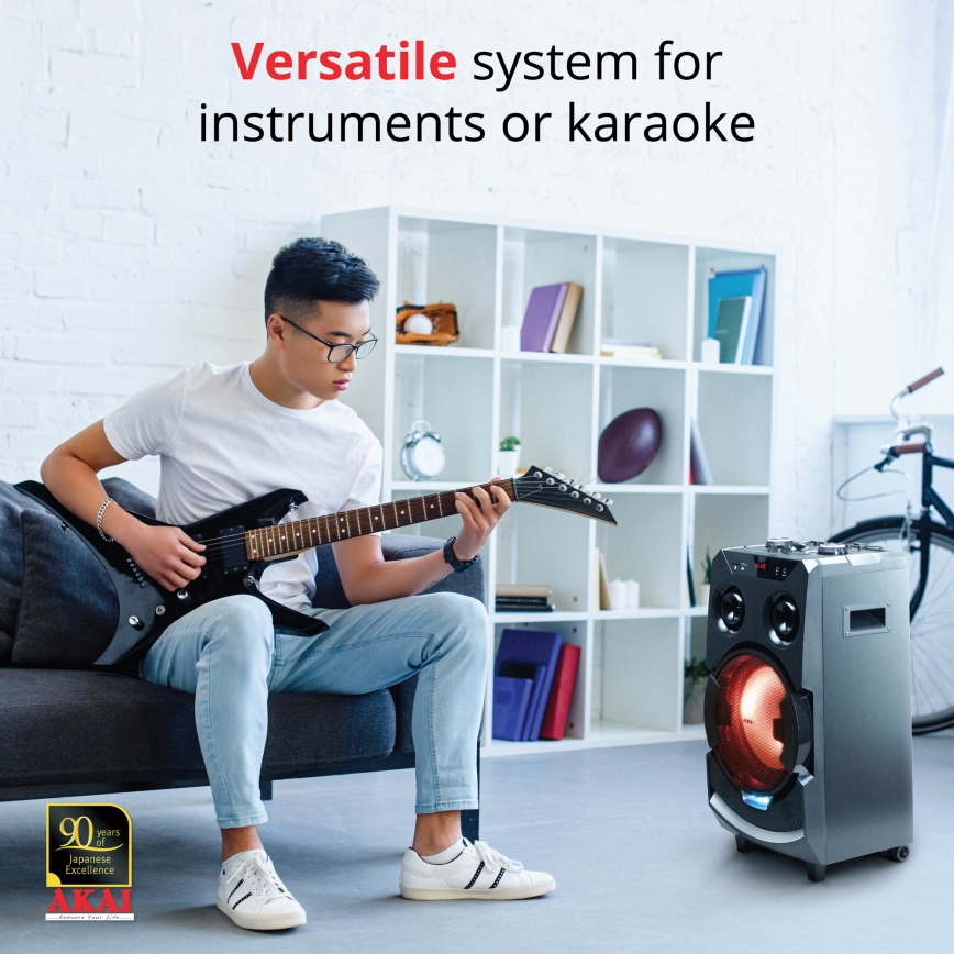 AKAI ABTS-112 - Vezeték nélküli hangszóró 300W/230V 7000 mAh + távirányító