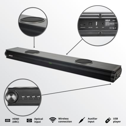 AKAI ASB-29 - Soundbar aktív mélynyomóval 120W/230V + távirányító
