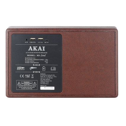 AKAI M3 SOUL COFFEE - Vezeték nélküli hangszóró, 20 W teljesítmény, 6000 mAh akkumulátor