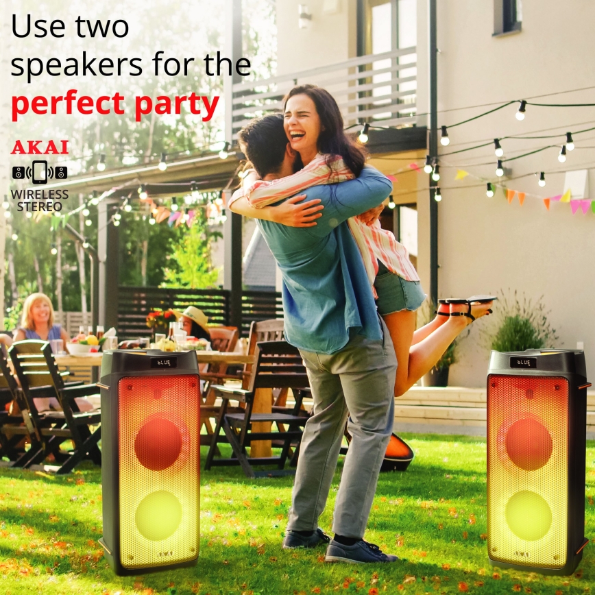 AKAI PARTY BOX 810 - Vezeték nélküli hangszóró 65 W/230 V, 5000 mAh akkumulátor, távirányítóval