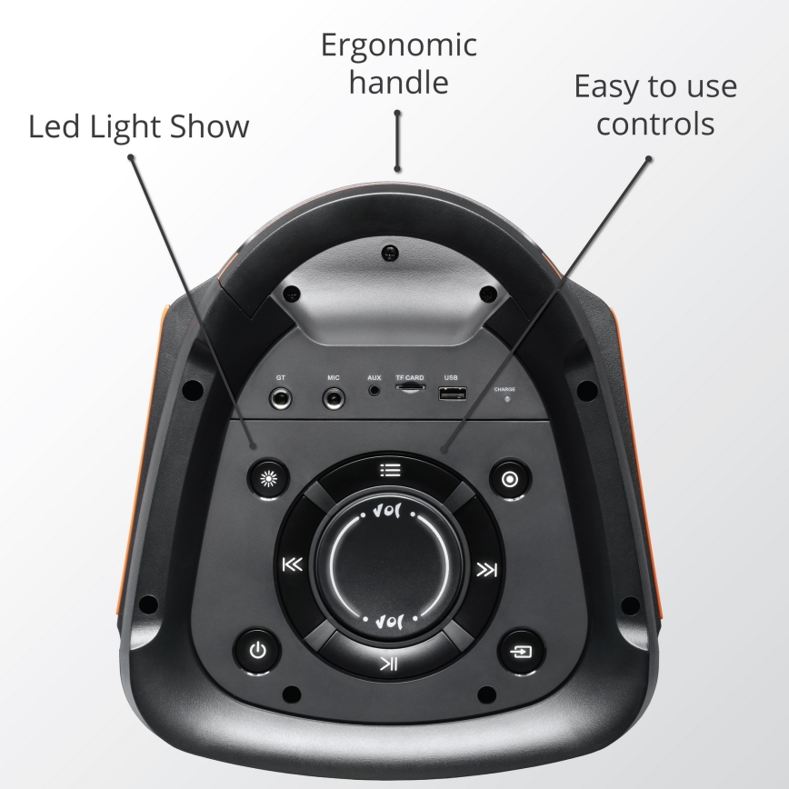 AKAI PARTY BOX 810 - Vezeték nélküli hangszóró 65 W/230 V, 5000 mAh akkumulátor, távirányítóval