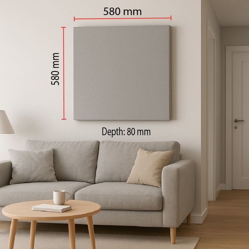 Akusztikus panel SILENCE 58x58 cm szürke