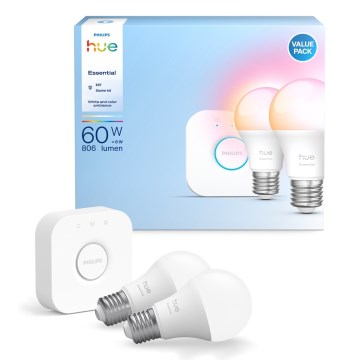 Alapkészlet Philips Hue White And Color Ambiance Essential 2xE27/8W/230V 2200-6500K + Hue bridge