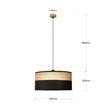 ALBA kábeles csillár 1x E27/15W/230V, átmérő 45 cm, fekete/barna