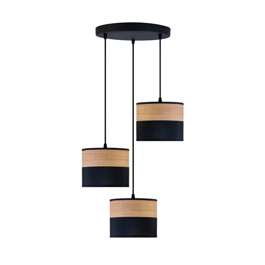ALBA kábeles csillár 3xE27/15W/230V, átm. 40 cm, fekete/barna