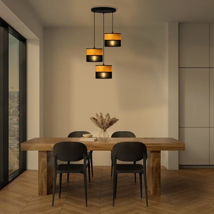 ALBA kábeles csillár 3xE27/15W/230V, átm. 40 cm, fekete/barna