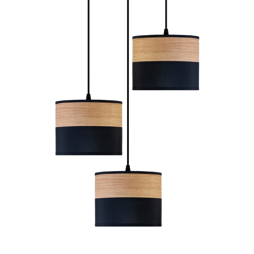 ALBA kábeles csillár 3xE27/15W/230V, átm. 40 cm, fekete/barna
