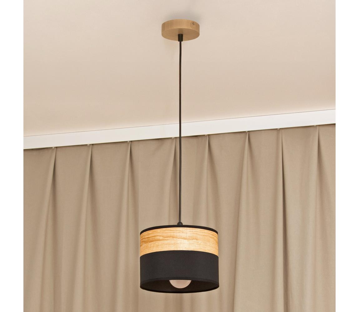 ALBA zsinóros függeszték 1xE27/15W/230V, Ø 20 cm, fekete/barna W