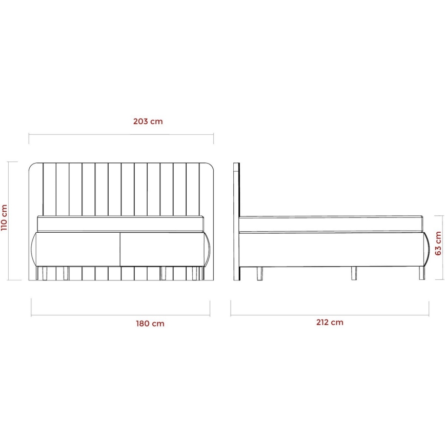 ALEXA kárpitozott ágy 180x200 cm, bézs, matracokkal és ágyneműtartóval