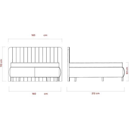 ALEXA kárpitozott ágy matracokkal és tárolóhellyel 160x200 cm bézs