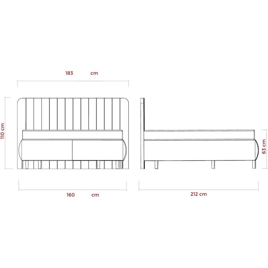 ALEXA kárpitozott ágy matracokkal és tárolóhellyel 160x200 cm bézs