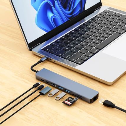 Aligator AHUB001 - USB-C hub 8 az 1-ben