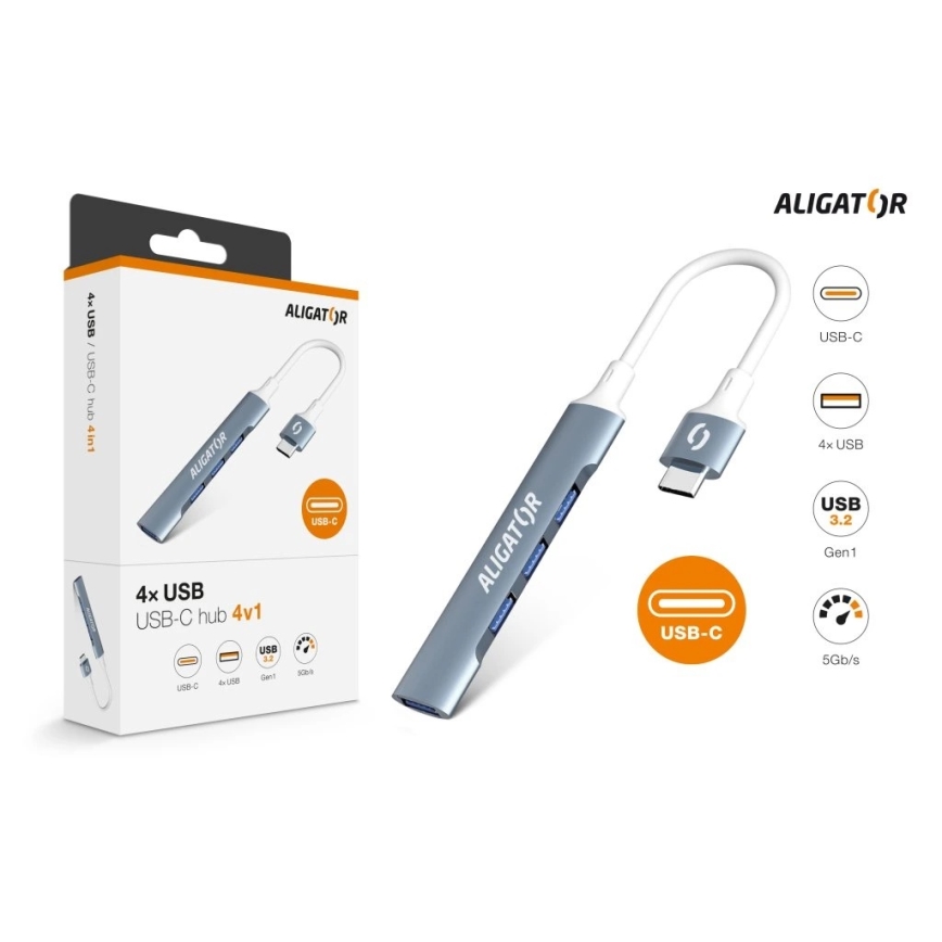 Aligator AHUB002 - USB-C hub 4 az 1-ben