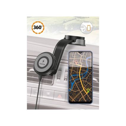 Aligator AMS07BK - Autós MagSafe telefontartó hajlékony karral, fekete