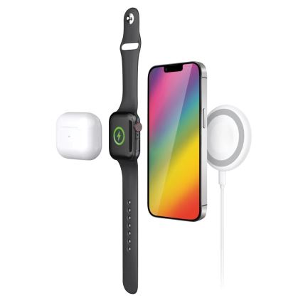 Aligator AMS08WT - 3 az 1-ben MagSafe vezeték nélküli töltő, 15 W, fehér