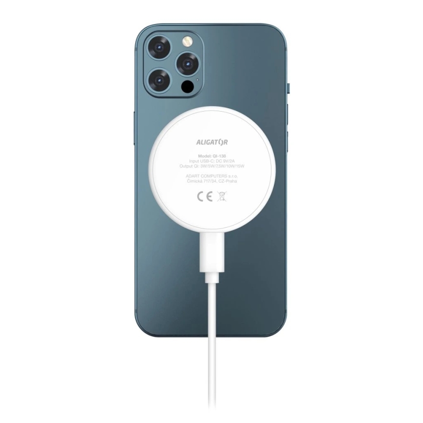 Aligator AMS08WT - 3 az 1-ben MagSafe vezeték nélküli töltő, 15 W, fehér