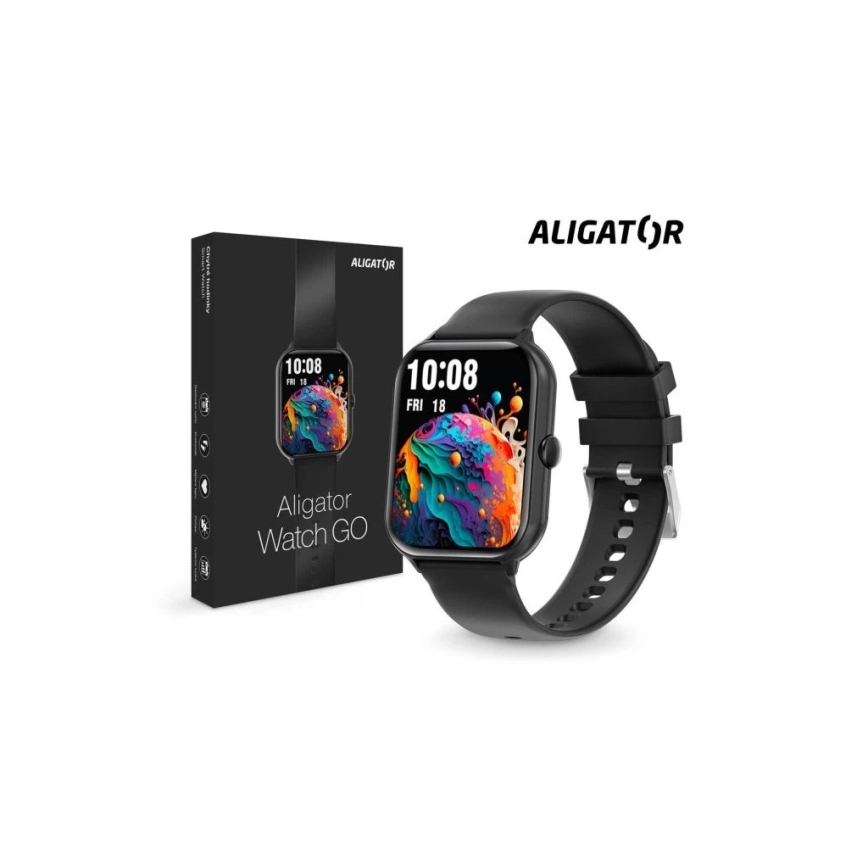 Aligator AW10BK - Watch GO okosóra, 220 mAh, IP67, fekete