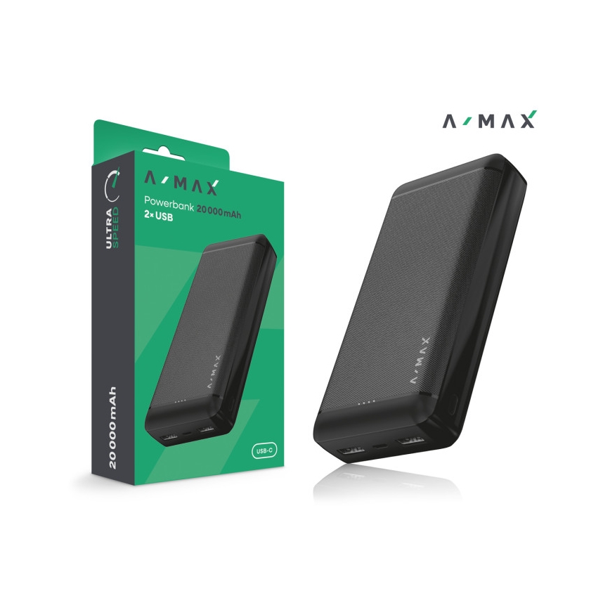 Aligator AX0004 - Powerbank A-MAX 20000 mAh 3,7V fekete