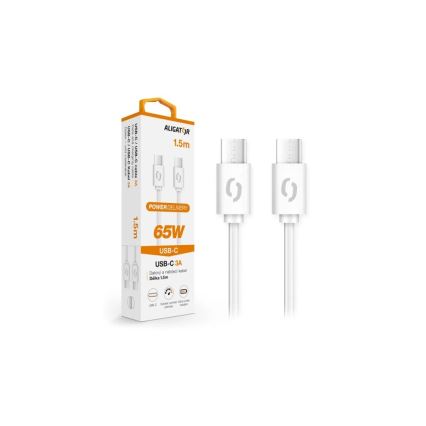 Aligator DATKP49 - USB kábel USB-C / USB-C 65 W Power Delivery 1,5 m fehér