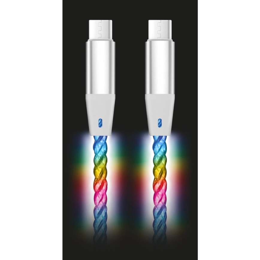 Aligator DATKP64 - USB-C/USB-C kábel LED háttérvilágítással, 65 W Power Delivery, 0,5 m