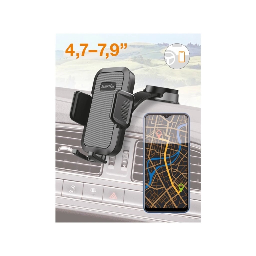 Aligator HA25 - Autós telefontartó hajlékony karral, fekete