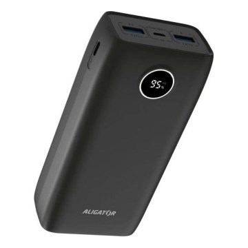 Aligator PBPD30BK - Powerbank LCD-kijelzővel Power Delivery 30000 mAh/20W/3,7V fekete