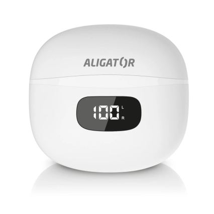 Aligator TWS08WT - Vezeték nélküli fülhallgatók aktív zajcsökkentéssel (ANC) 200 mAh + 2x 30 mAh IP40 fehér