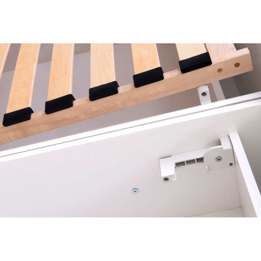 ALIS 180x200 cm világosszürke kárpitozott ágy matraccal és tárolóhellyel