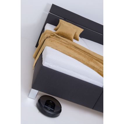 ALIS kárpitozott ágy 160x200 cm, matraccal és ágyneműtartóval, antracit