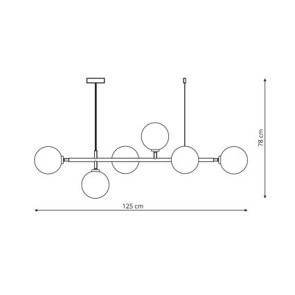 ALISA kábeles csillár 6xE14/40W/230V fekete