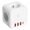Aljzatelosztó kapcsolóval LINEA 3x230V + 4xUSB A/C fehér