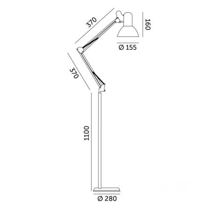 Állítható AURIQ állólámpa 1xE27/60W/230V 184 cm fehér