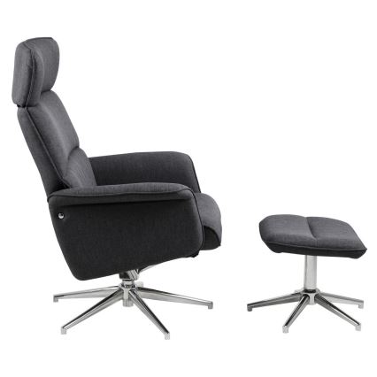 Állítható fotel lábtartóval DELIA sötétszürke